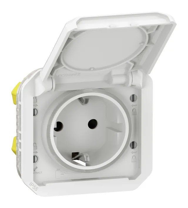 Prise de courant 2P+T Plexo 16A – standard schuko – avec enjoliveur Blanc — Legrand — 069640L