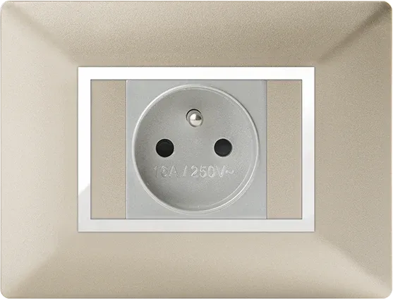 STIEL ALPHA Élégance for socket rectangular champagne cover plate with chrome trim