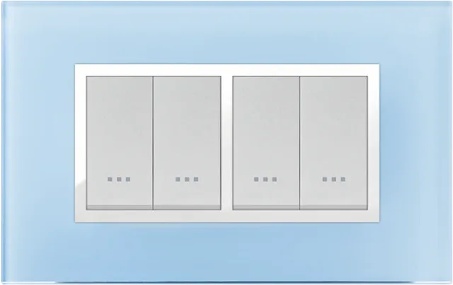 Plaque rectangulaire 4 modules verre bleu azur STIEL ALPHA Prestige