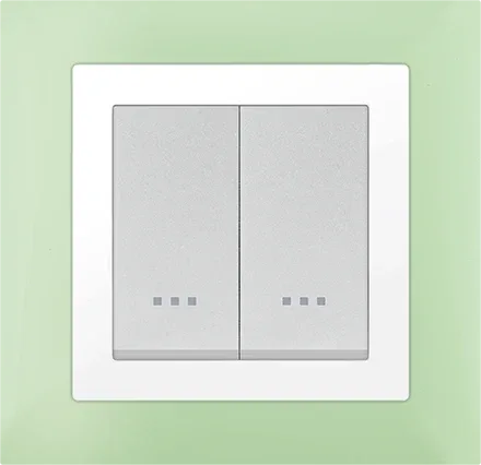 Plaque carrée 2 modules vert anis à enjoliveur chromé STIEL ALPHA Quadro