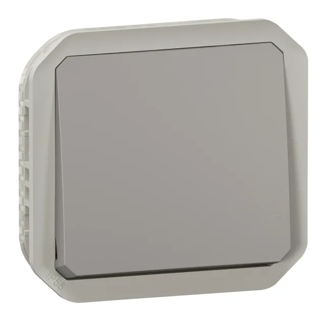 Poussoir NO étanche Plexo 10A IP55 IK08 avec enjoliveur finition gris — Legrand — 069540L