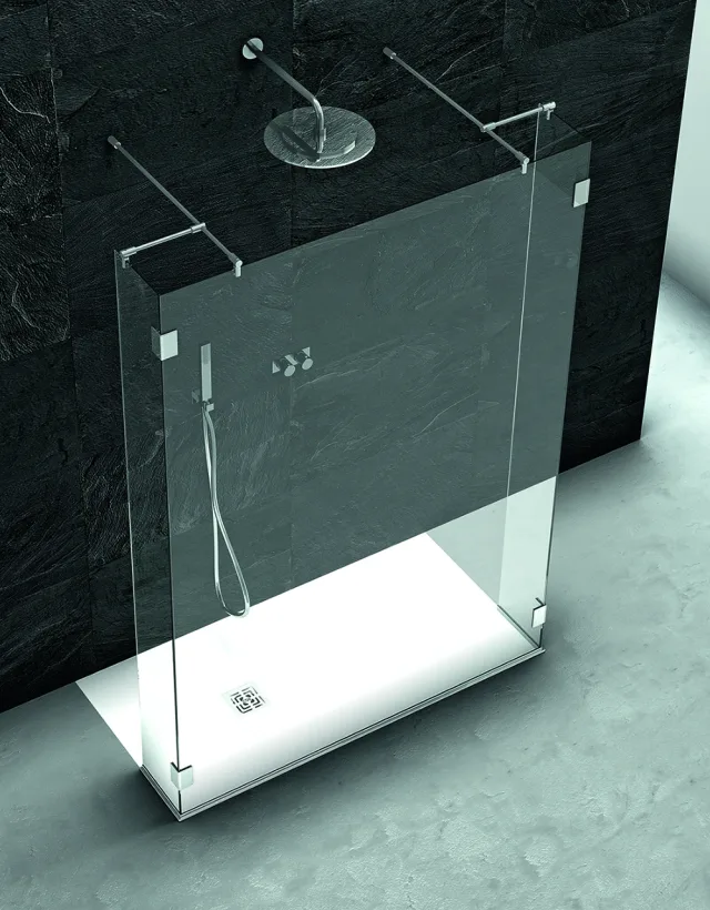 Shower enclosure Niagara fixed screen with two fixed returns — SOPAL