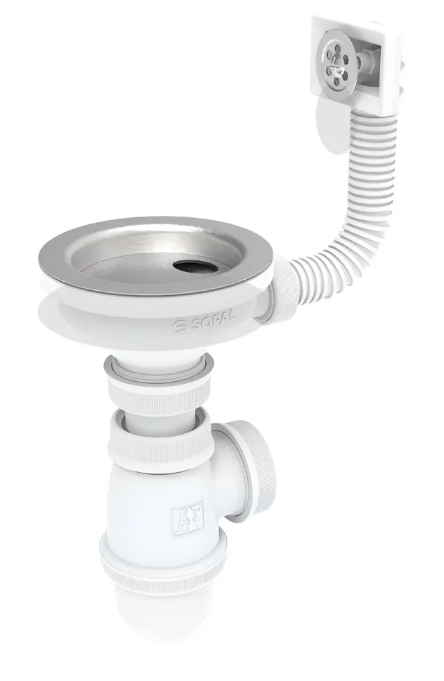 Stainless steel sink drainage assembly single-bowl with overflow — SOPAL