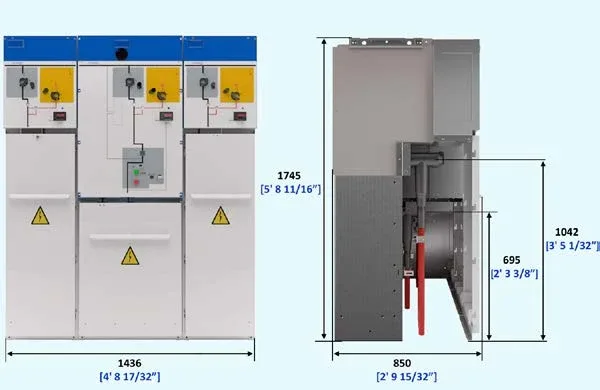 Ormazabal cgm.3-2lv — Compact medium-voltage (MV) switchgear — Two lines and circuit-breaker protection