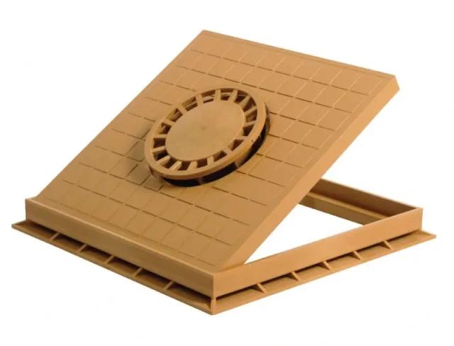 Inspection cover in PP with trap caramel 400 × 400 anti-odour-anti-rodent-anti-insect — EJIM JCA4052