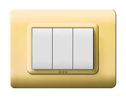 Plaque technopolymere 44 rectangulaire dorée 3 modules — SOMEF 44PY03OT