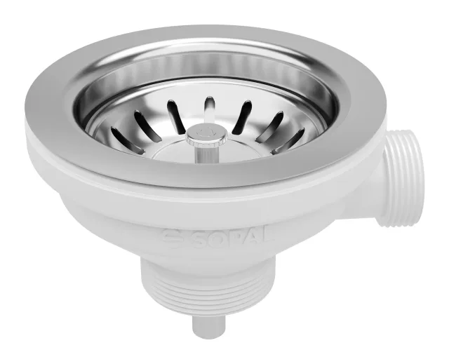 Stainless steel sink waste ø90 with overflow Classic — SOPAL