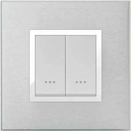 STIEL ALPHA Prestige 2-module square brushed anodised aluminium cover plate