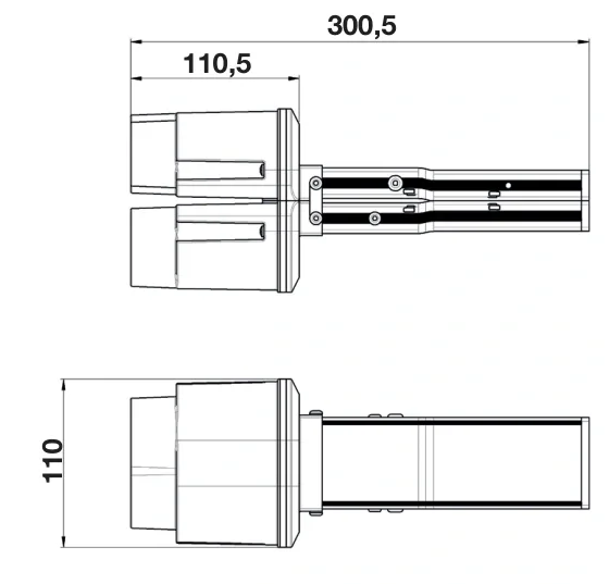 Alimentation et fermeture de canalisation pour éclairage — type 1