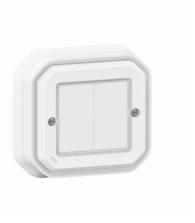 Commande double sans fils, sans pile Self-e étanche Plexo with Netatmo IP55 pour éclairage et prises – complète blanc — Legrand — 069835L