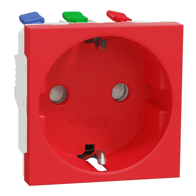 New Unica NU305703 schuko earthed socket — red