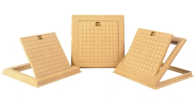 Inspection cover PP double hatch beige 500 × 500 — EJIM JCA4045