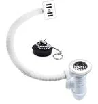 Single-bowl sink waste with rectangular overflow and chain — SOPAL