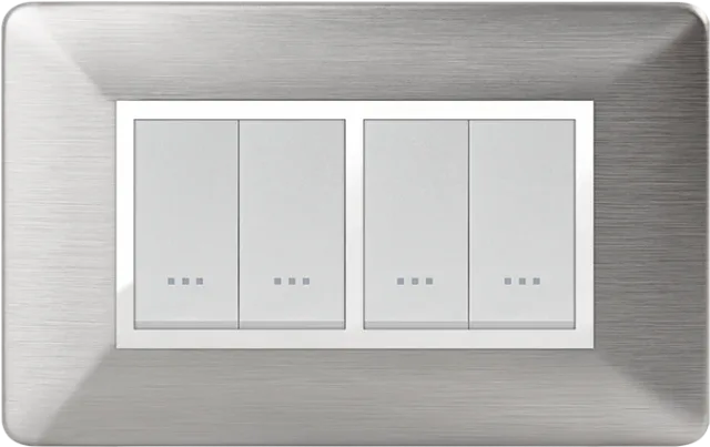 STIEL ALPHA Élégance 4-module rectangular titanium brushed aluminium cover plate