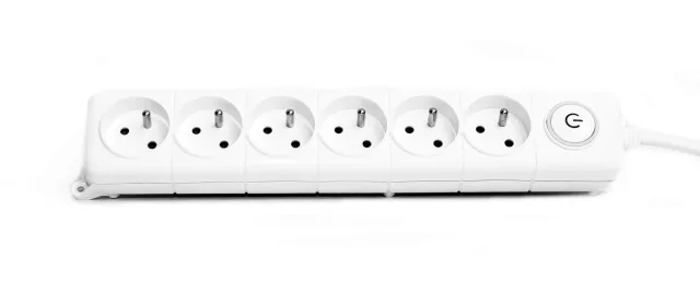 Power strips with push-button with LED blue — SOMEF