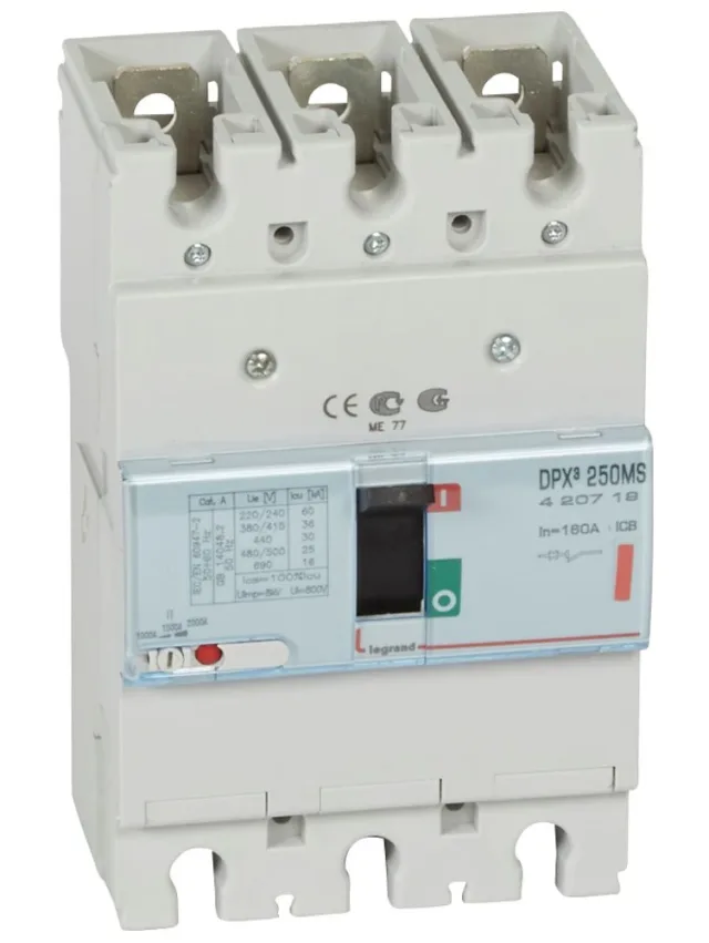 Disjoncteur magnétique réglable seul DPX³250 pouvoir de coupure 36kA 400V~ – 3P – 160A — Legrand — 420719