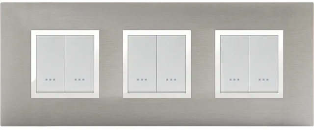 STIEL ALPHA Prestige 6-module square stainless steel cover plate