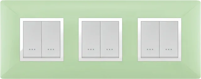 STIEL ALPHA Élégance 6-module square anise green cover plate with chrome trim