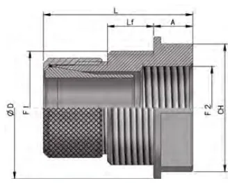 Braided sleevings – accessories — adapters for polyamide conduits with internal tin plated copper sleeve 6012emcfp