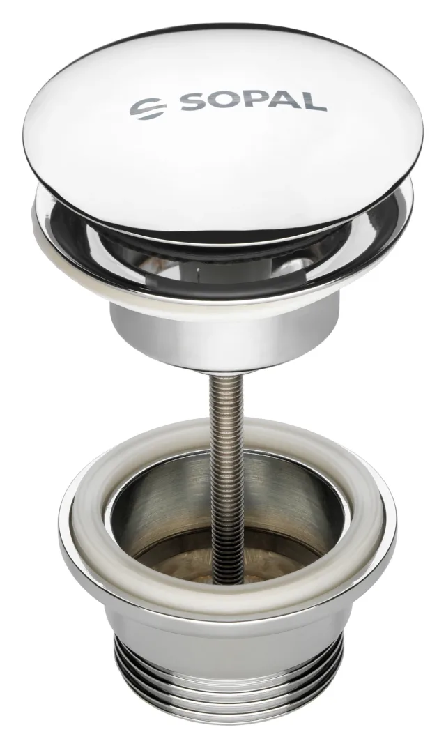 Round brass click-clack basin waste — SOPAL