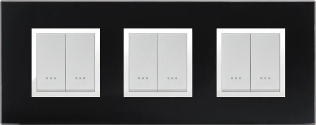 STIEL ALPHA Prestige 6-module square black glass cover plate