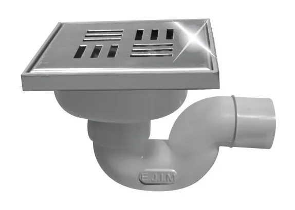 Trapped floor drain PVC stainless steel 12 × 12 anti-odour-anti-insect — EJIM JSB1123