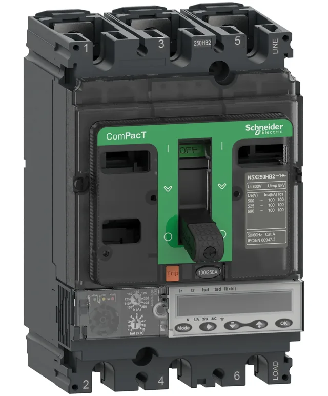 ComPacT NSX C25V35E100 circuit breaker — 3P, 100 A, MicroLogic 5.2 E