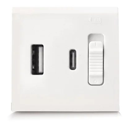 Chargeur USB ultra rapide (PD) 20 W type A+C 2 modules CLARA 43 — SOMEF 431085USB