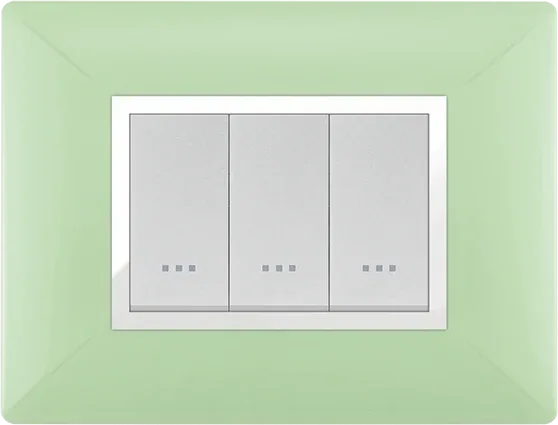 Plaque rectangulaire 3 modules vert anis à enjoliveur chromé STIEL ALPHA Élégance