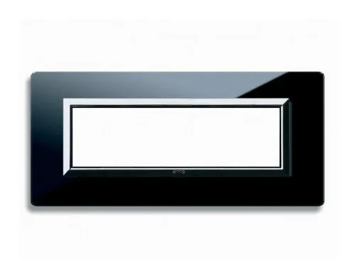 Plate VERA 44 rectangular in glass absolute black 7 modules — SOMEF 44PV7NAL