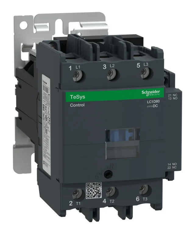 TeSys Deca LC1D80BD contactor — 3P, 80 A AC-3/AC-3e, 24 V DC control