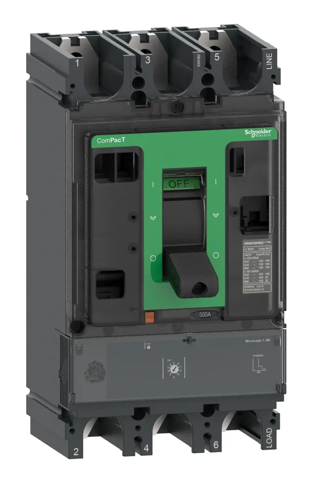 ComPacT NSX C63W31M500 circuit breaker — 3P, 500 A, MicroLogic 1.3 M