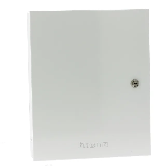 Coffret pour centrale alarme intrusion MyHOME_Up avec porte-fusible, fusible 2A et alimentation pour switch 3A — BTICINO