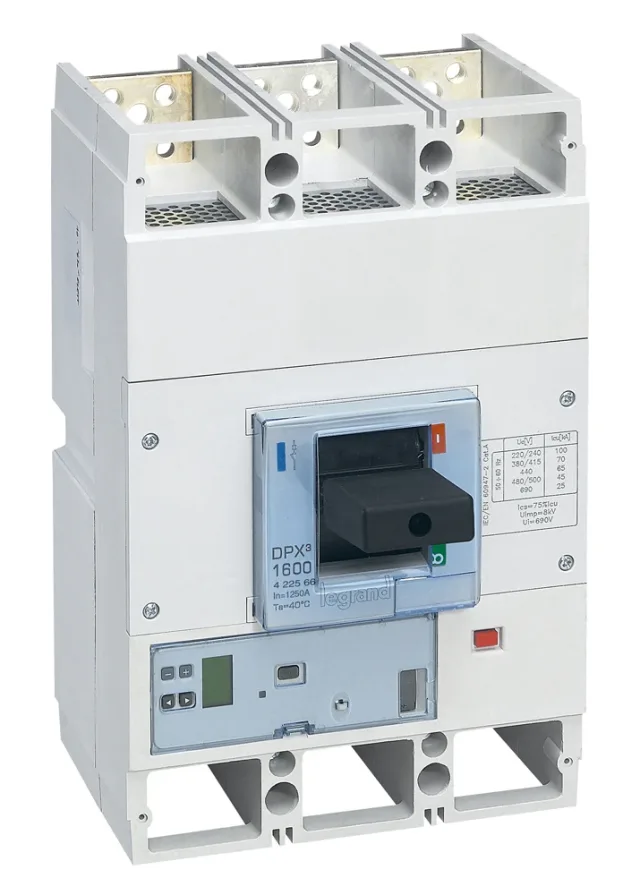 Legrand DPX³ 1600 electronic S1 moulded-case circuit breaker — 1250A, 3 poles, 70kA Icu at 400V, IP30 — 422566