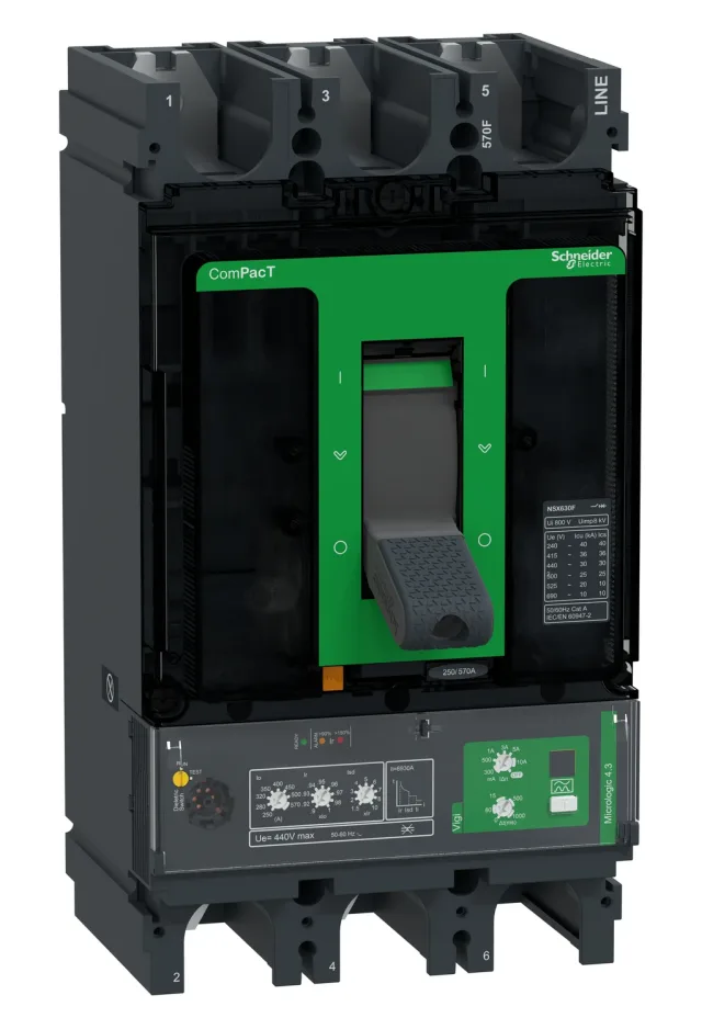 Disjoncteur ComPacT NSX C63F34V570 — 3P, 570 A, MicroLogic Vigi 4.3