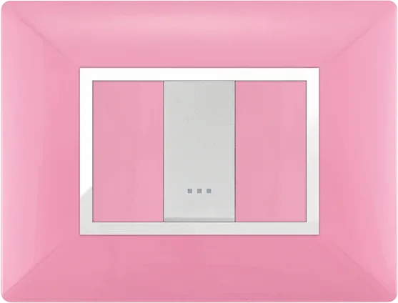 Plaque rectangulaire 1 module rose à enjoliveur chromé STIEL ALPHA Élégance