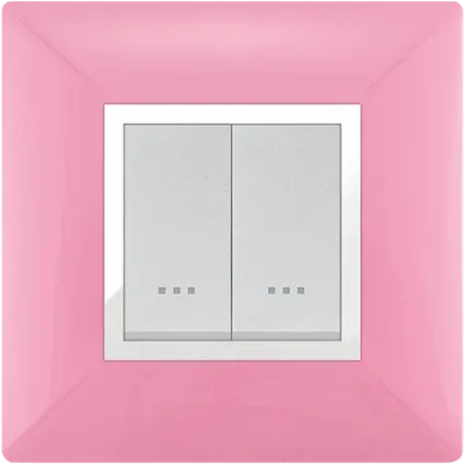 Plaque carrée 2 modules rose à enjoliveur chromé STIEL ALPHA Élégance