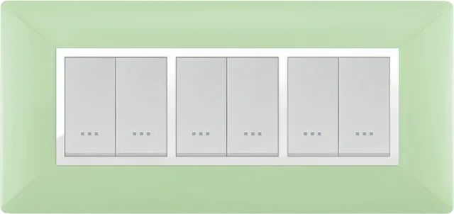 STIEL ALPHA Élégance 6-module rectangular anise green cover plate with chrome trim
