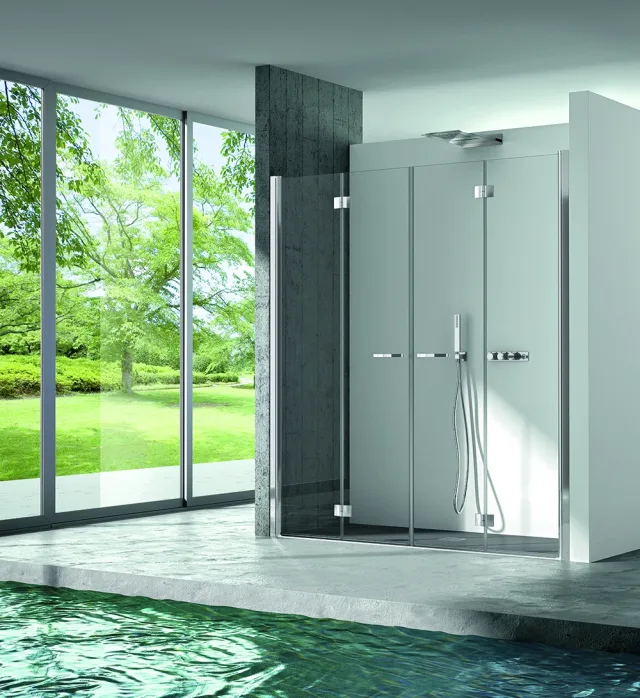 Shower enclosure VOLTA recess two folding doors — SOPAL