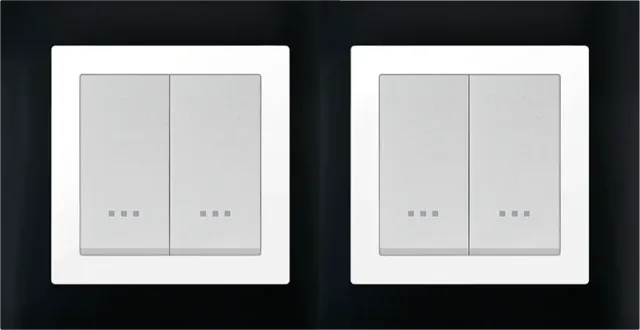 STIEL ALPHA Quadro 4-module square black cover plate with chrome trim