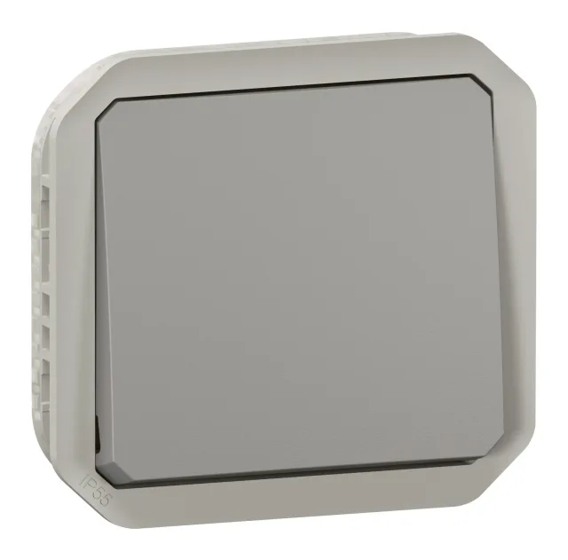 Interrupteur ou va-et-vient étanche Plexo 10AX 250V~ IP55 IK08 avec enjoliveur finition gris — Legrand — 069511L