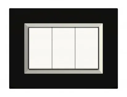 Plates NOVA 45 rectangular black with frame chrome 3 modules — SOMEF 45PLN03NLC