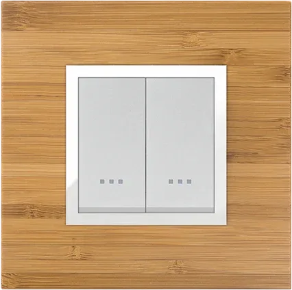 Plaque carrée 2 modules bambou massif STIEL ALPHA Prestige