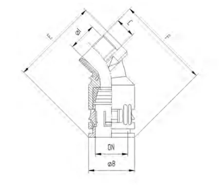 Polyamide fittings — Elbow 45° plastic thread 5028