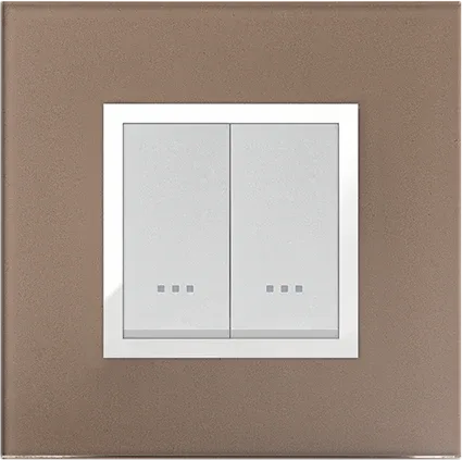 Plaque carrée 2 modules verre bronze STIEL ALPHA Prestige