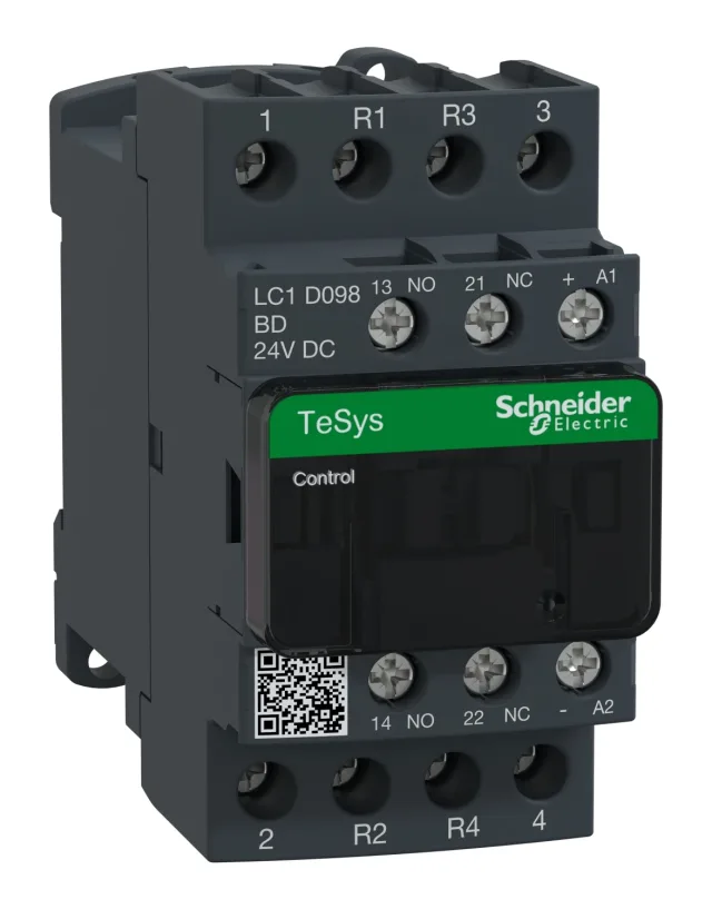 TeSys Deca LC1D098BD contactor — 4P, 20 A AC-1, 24 V DC control