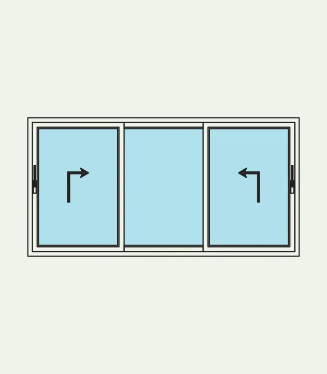 Porte-fenêtre aluminium à levage — 3 vantaux, 1 fixe + 2 coulissants