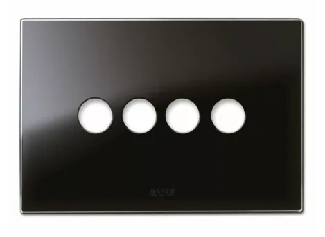 Plaque NEW STYLE 44 rectangulaire verre noir 4 modules 4 commandes — SOMEF 44PVN04NAL