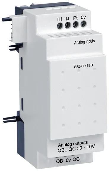 Zelio Logic SR3 SR3XT43BD analog i/o extension – 2 inputs + 2 outputs – 24 V DC