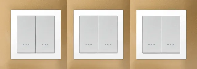 STIEL ALPHA Quadro 6-module square gold cover plate with chrome trim